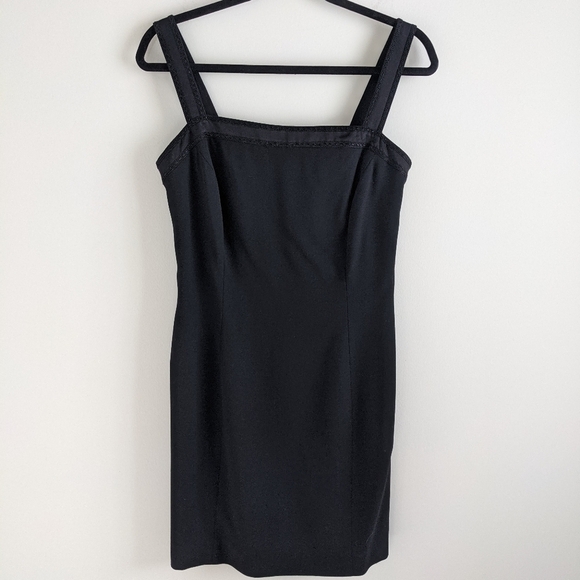 VINTAGE 90s Griffith Grey for St John Wool Formal Dress Classic LBD 8 - Picture 6 of 12